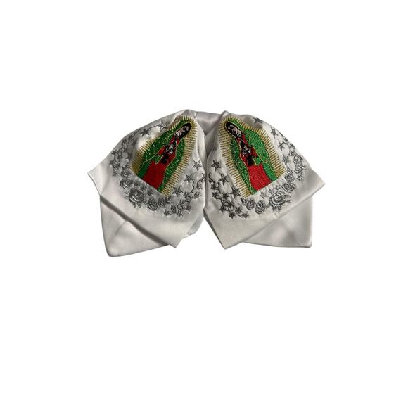 Mexican bow tie Virgen white bow mariachi charro Adult  embroidery - Picture 1 of 2